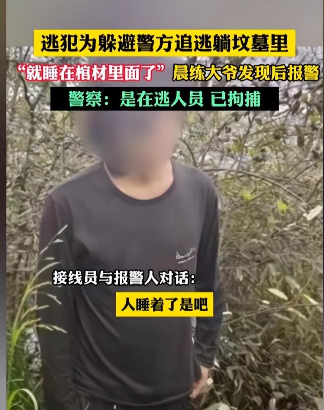 男子睡在棺材里被山上晨练大爷发现 警方：是在逃人员