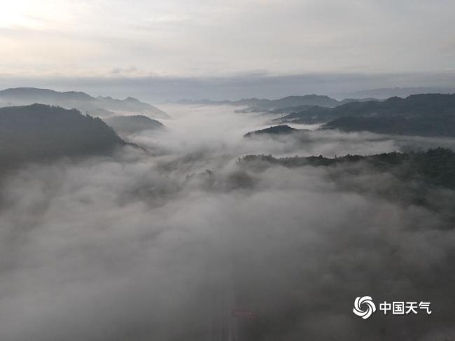 贵州出现大雾 开车如在云端