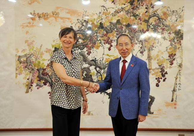 龙宇翔与法国波尔多市副市长Sylvie Schmitt亲切会见