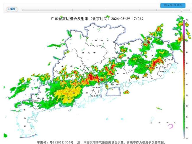 广州暴雨突袭，多区发布预警信号