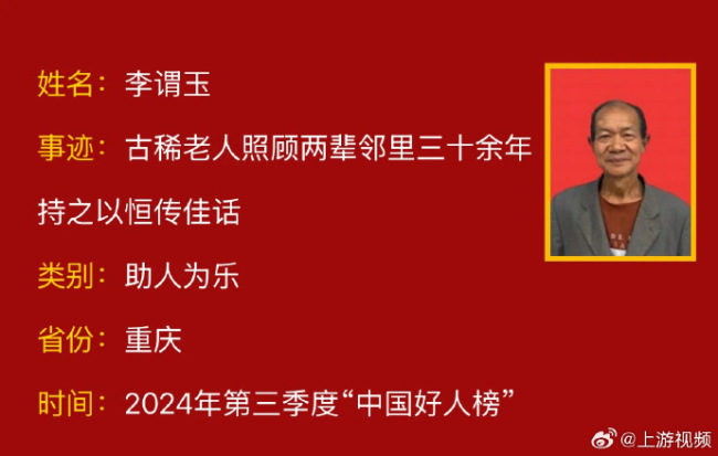 重庆8人荣登2024年第三季度中国好人榜