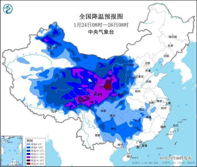 暴雪寒潮黄色预警来了 多地降温达14℃以上