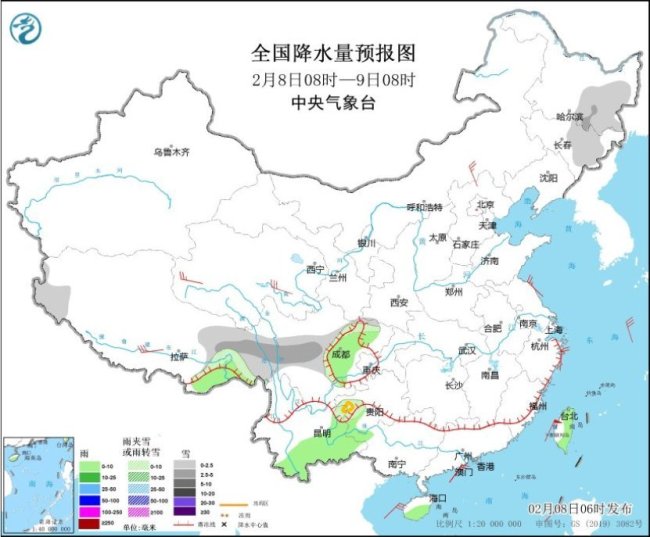 寒潮影响趋于结束 四川云南有弱雨雪 全国大部降水稀少