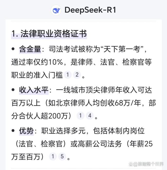 DeepSeek總結(jié)我國最值錢十大證書