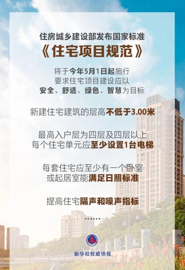 5月起新建4层及以上住宅须成立电梯