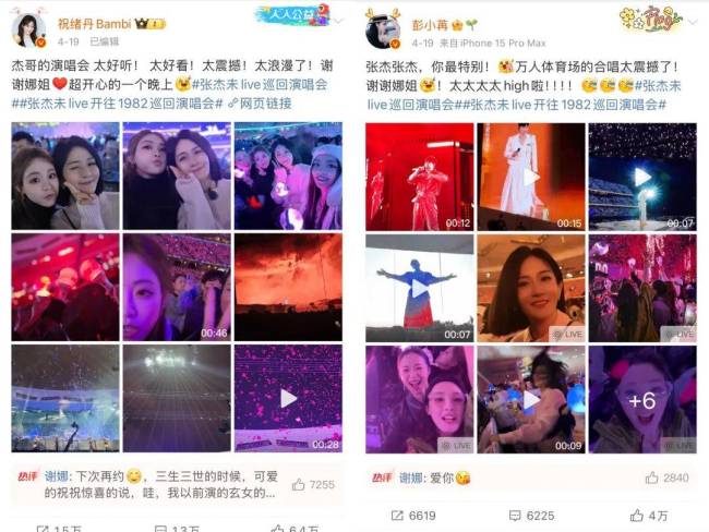 王楚然去了張杰演唱會 明星觀眾成焦點