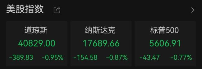美股集體收跌 芯片股全線走低 科技股普遍下挫