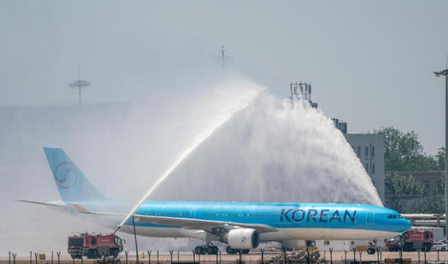 大韓航空新涂裝飛機(jī)亮相北京