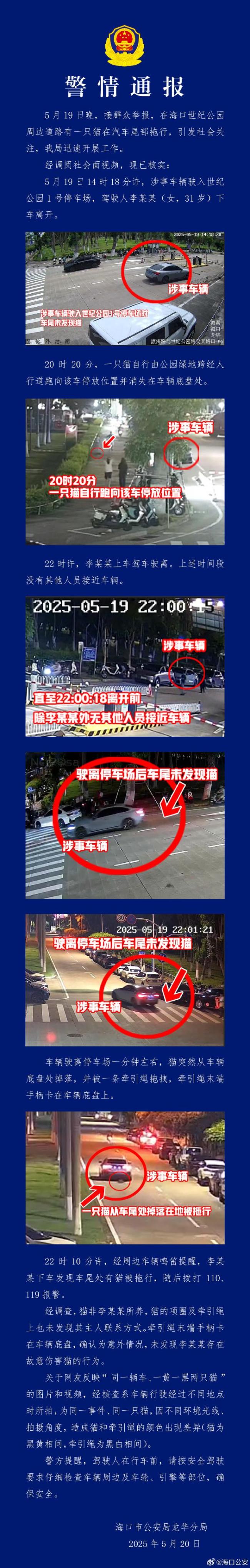 警方回應(yīng)寶馬拖行小貓致死