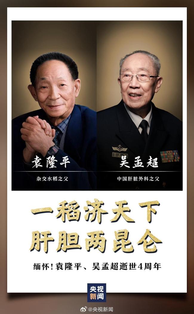 今天緬懷袁隆平吳孟超