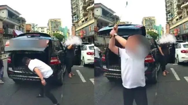 男子別停他人車輛后當(dāng)街狂砸玻璃,！警方：刑拘