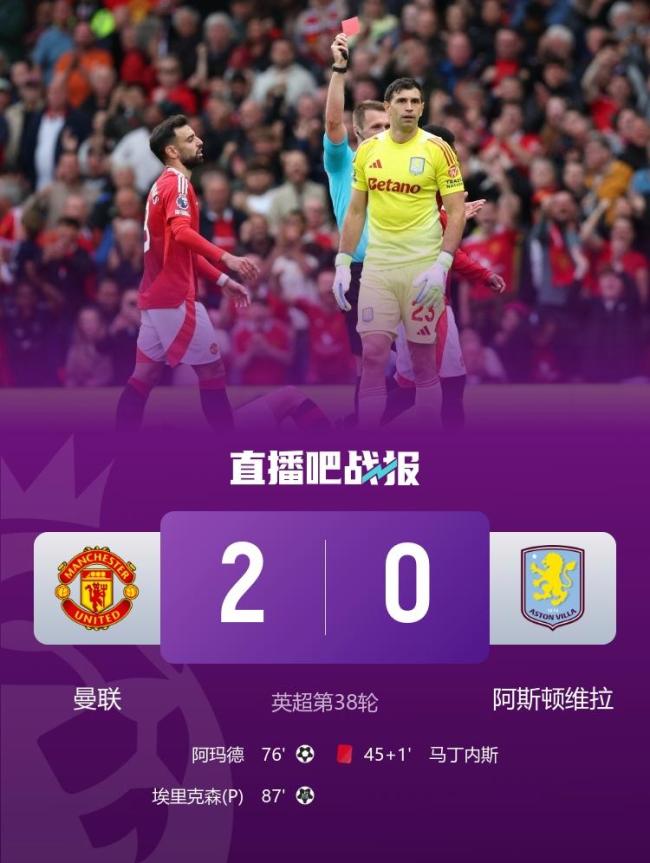 曼聯(lián)2-0阿斯頓維拉