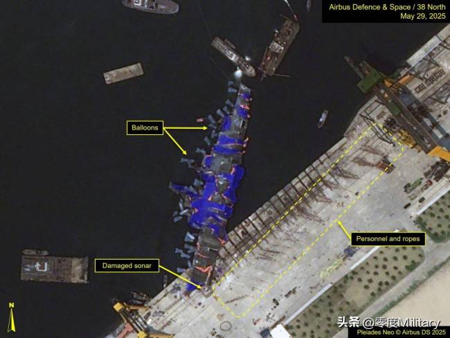 最新衛(wèi)星圖：朝鮮驅逐艦船頭并未被切 修復進展顯著