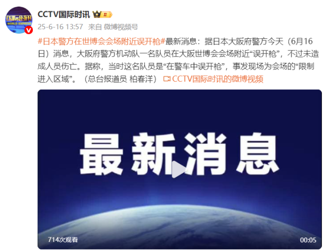 日本警察在世博会会场附近误开枪 未造成人员伤亡