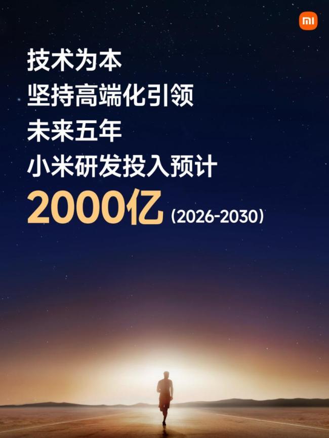 雷军：未来5年小米研发再投2000亿 迈向新辉煌