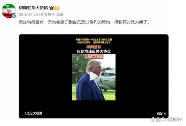 伊朗大使：美只把臣服他的当自己人 特朗普沦为“玩物”