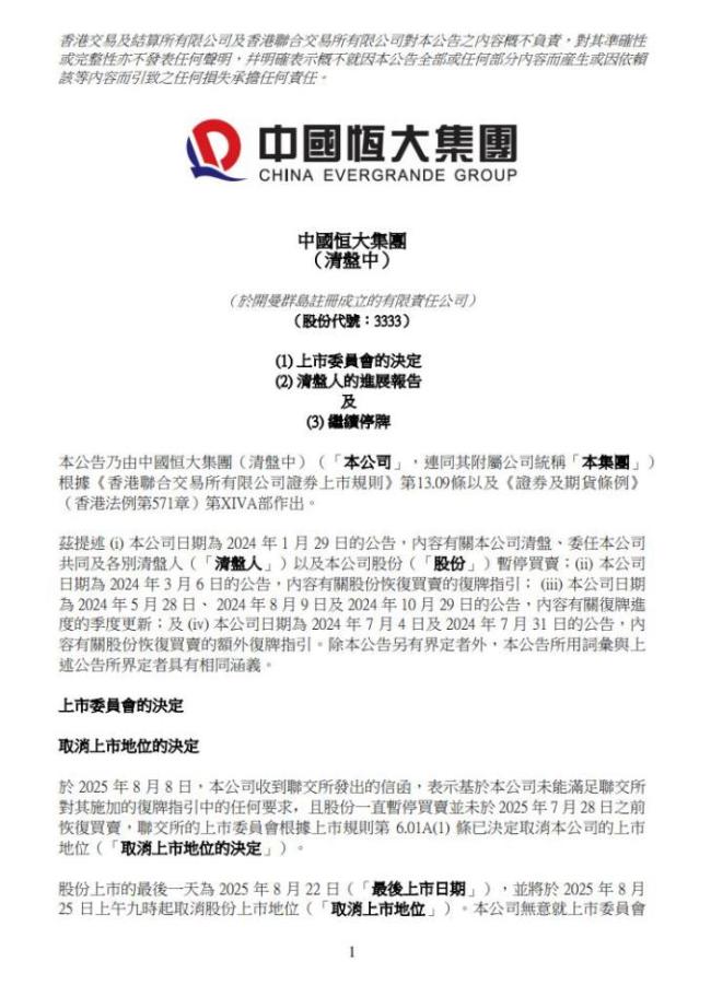 许家印等被追讨超400亿元 恒大将被取消上市地位