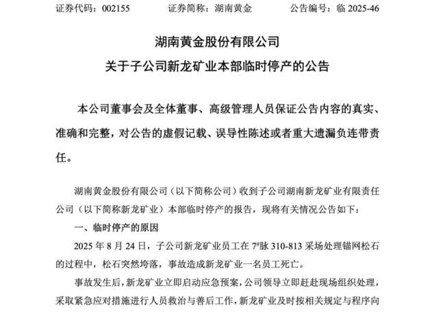 湖南黄金沉痛哀悼遇难者