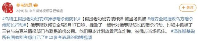 乌方特工假扮老奶奶安装炸弹 被当场抓获 暗杀行动被挫败