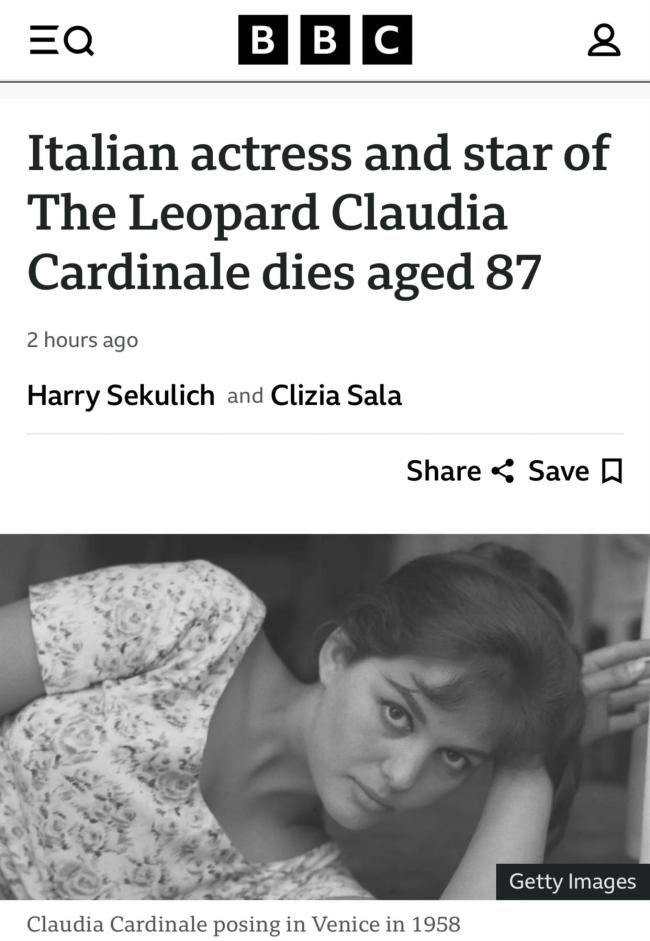 意大利國寶級女演員去世 影壇巨星隕落