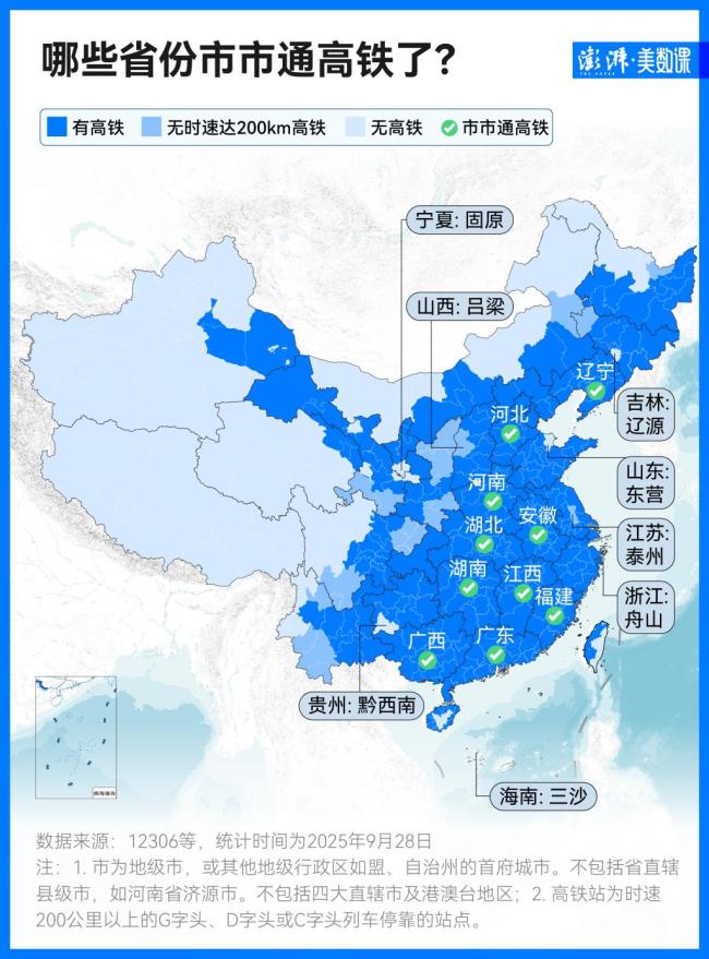 “市市通高铁”省份数首次达两位数
