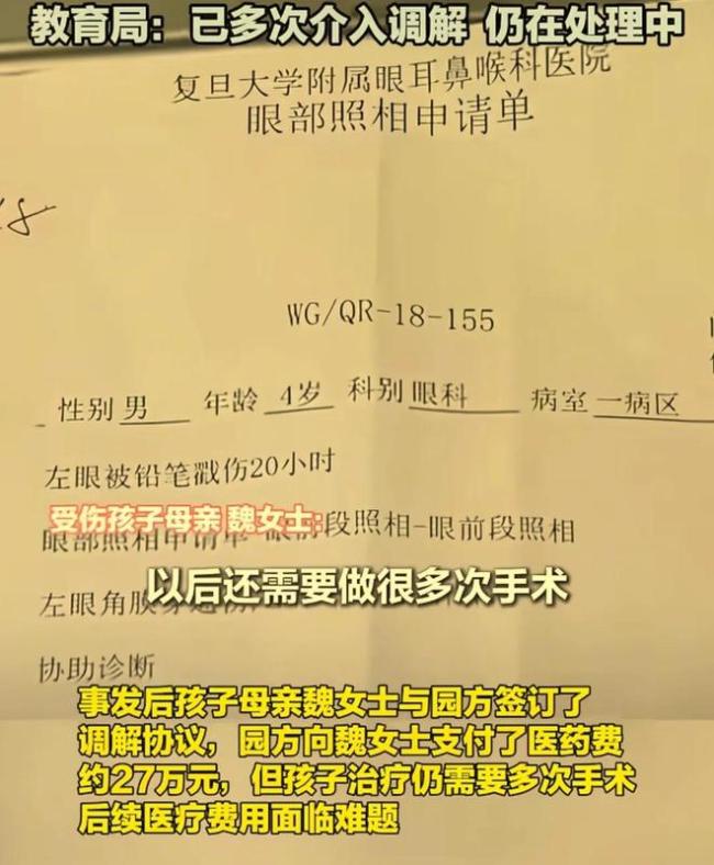 男孩幼儿园眼睛被戳伤诚实涂猪油消肿 母亲合计诚实未实时送医