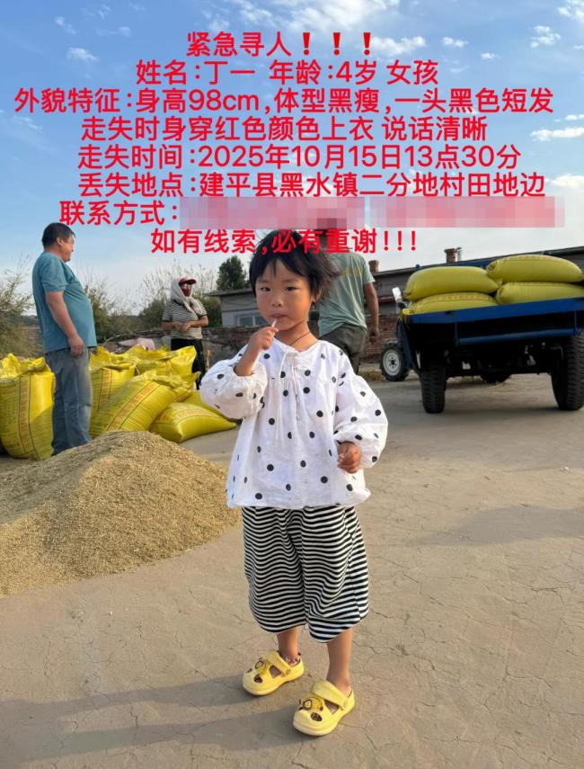 辽宁黑水镇一4岁女童失联
