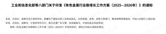 有色金属再迎一系列政策利好 反内卷推动高质量转型