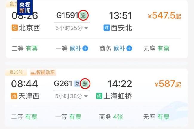 12306部分车票带宠字