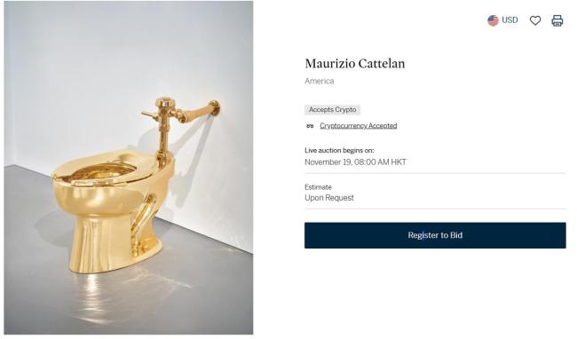 名为美国的纯金马桶1000万美元起拍 艺术与财富的讽刺