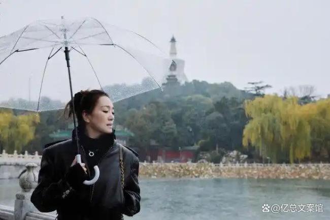 巩俐北海公园撑伞漫步 雨中大片刷屏全网!