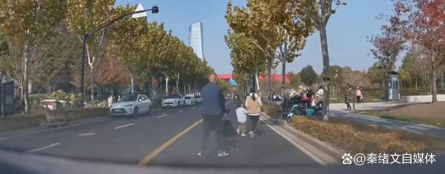 一家三口横穿马路还耍横,男子鸣笛遭竖中指拦车