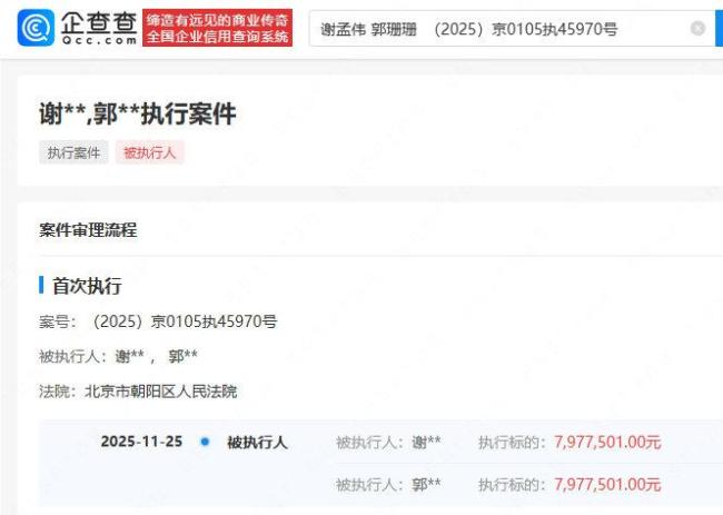 “嘎子”謝孟偉夫婦再被執(zhí)行797萬(wàn) 多次被執(zhí)行引關(guān)注