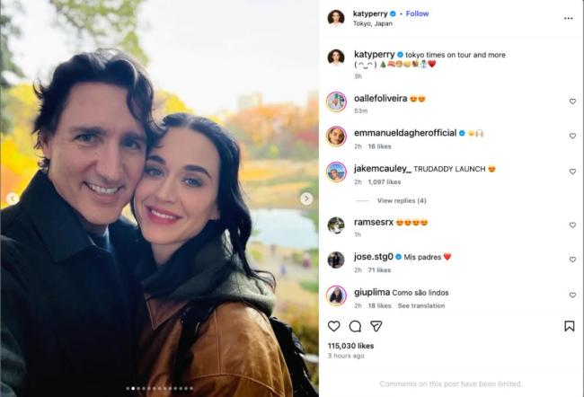 炸鍋！凱蒂·佩里剛剛官宣與特魯多戀情！自拍親密貼面照、吞壽司秀恩愛(ài)、沉浸Teamlab浪漫