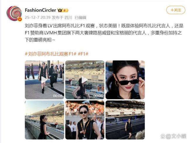 刘亦菲阿布扎比观赛F1 顶奢身份验证