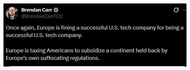 美國(guó)多名高官集體下場(chǎng)斥責(zé)歐盟 為X平臺(tái)出氣