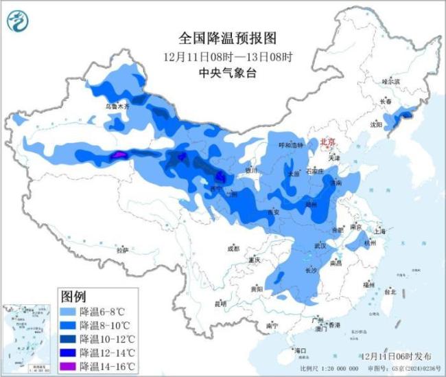 華北黃淮等部分地區(qū)有大雪 寒潮影響我國大部