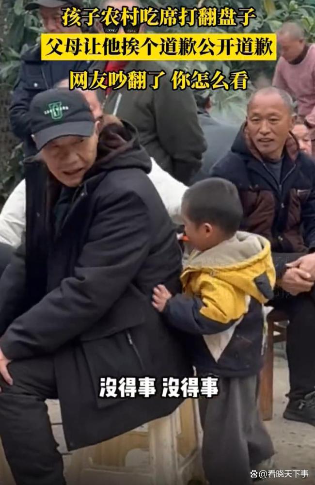 孩子吃席打翻盘子 父母让他数次道歉 教育方式引热议