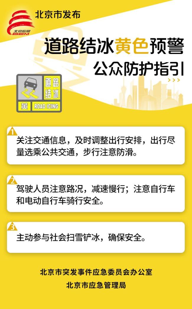 昌平、延庆迎来降雪天气 北京市发布道路结冰黄色预警 夜间出行需谨慎