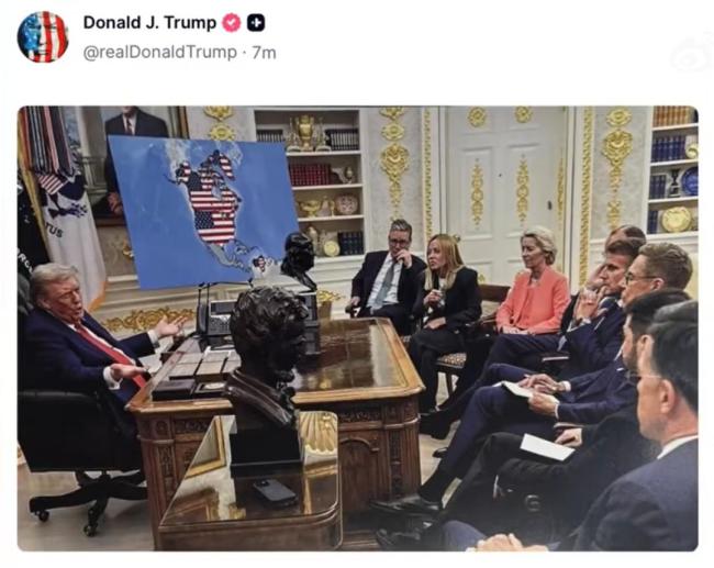 特朗普发图暗示“吞并”加拿大 地图风波再起