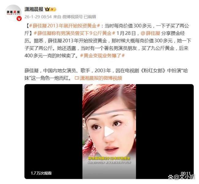 薛佳凝自曝2013年开动攒金 感性投资引热议