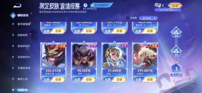 王者完了皮肤返场票选 妲己时之彼端成黑马