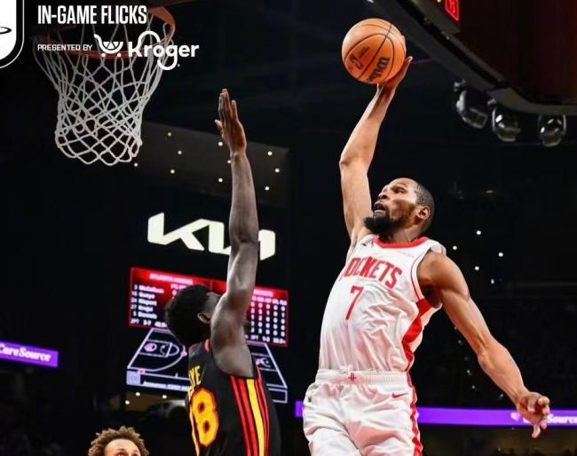 杜兰特31 5 4率火箭大胜老鹰 火箭终结老鹰4连胜