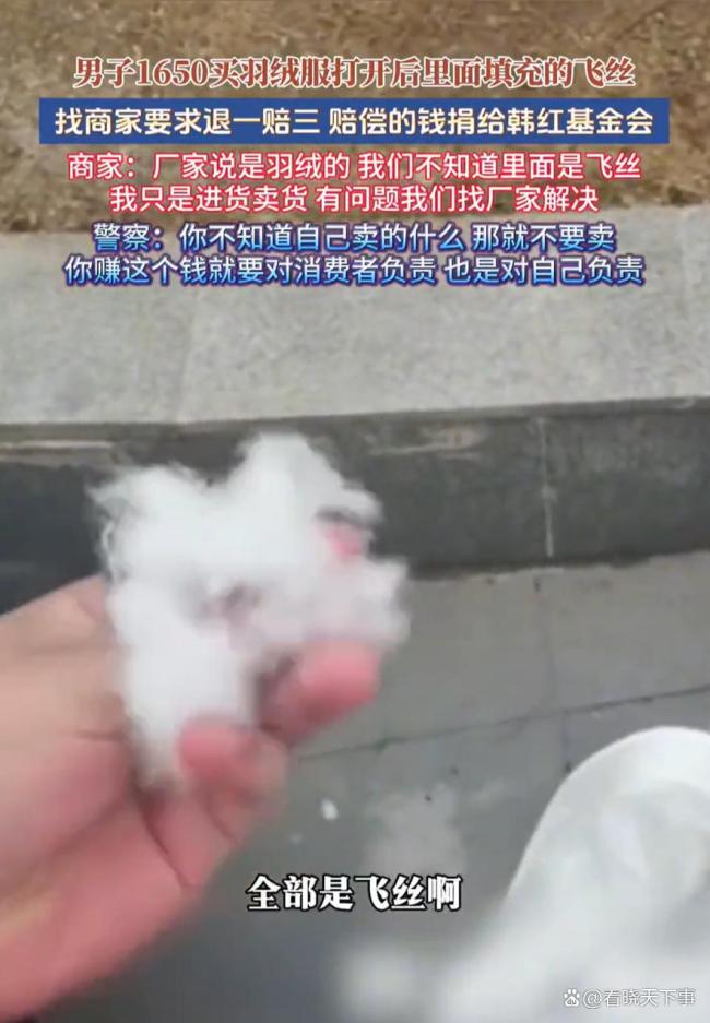 1650元买的羽绒服里面填充飞丝