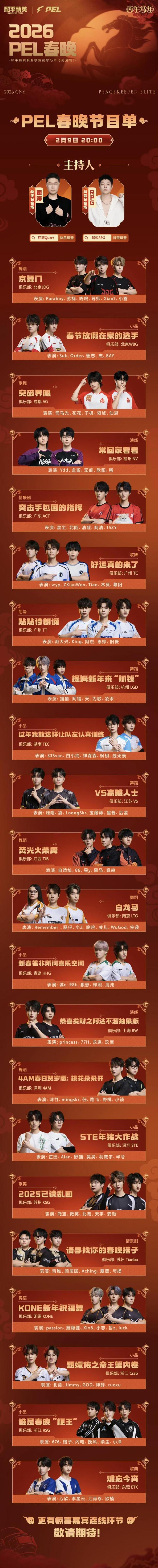PEL春晚节目单 电竞狂欢夜
