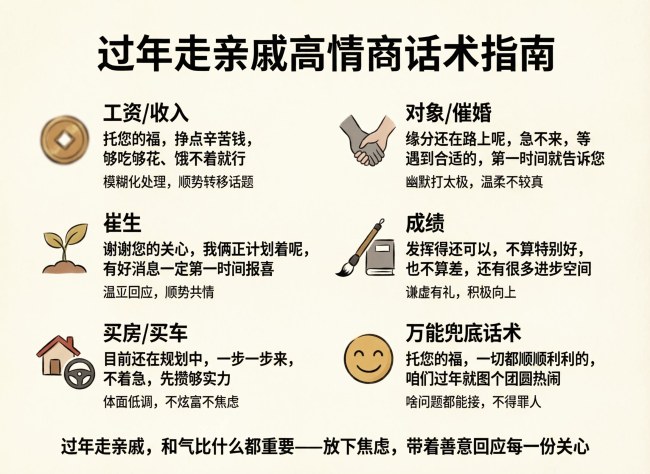 过年回家濒临亲戚的全能回复