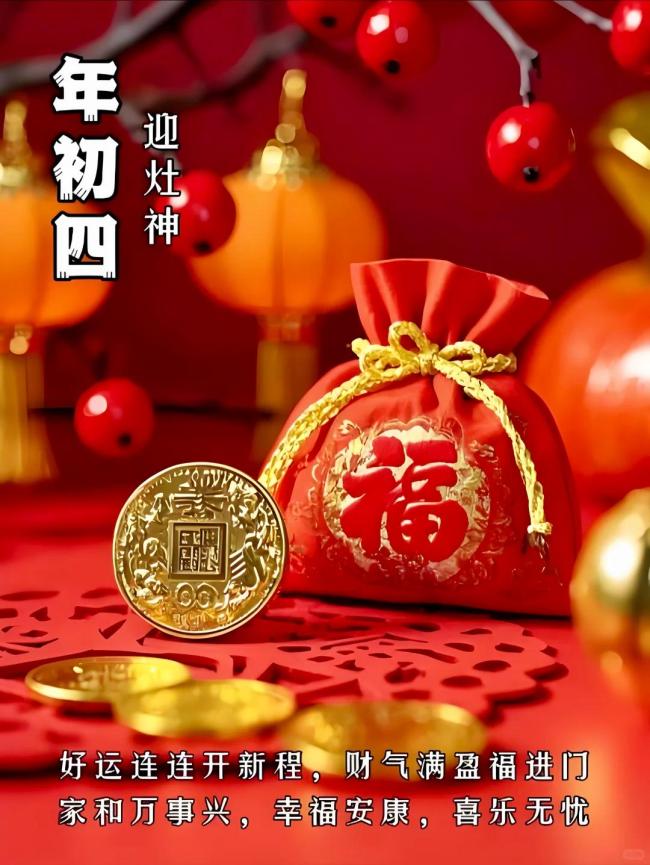 大年初四金马踏岁添福禄 迎灶神接财神喜气盈门