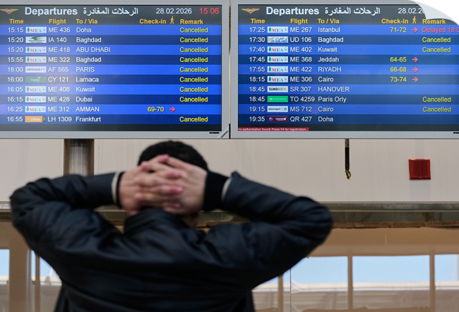 中东三大枢纽机场瘫痪 战火波及旅客滞留