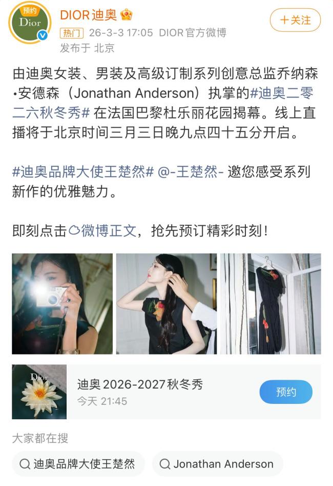 迪奥官宣王楚然