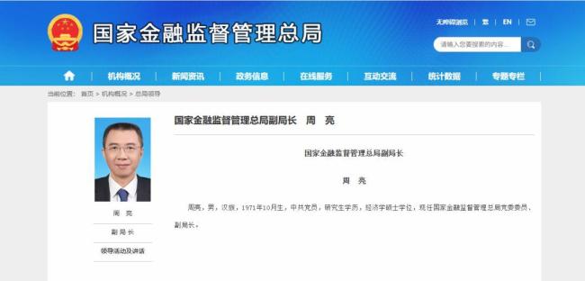 金融监管总局副局长周亮被查 涉嫌严重违纪违法